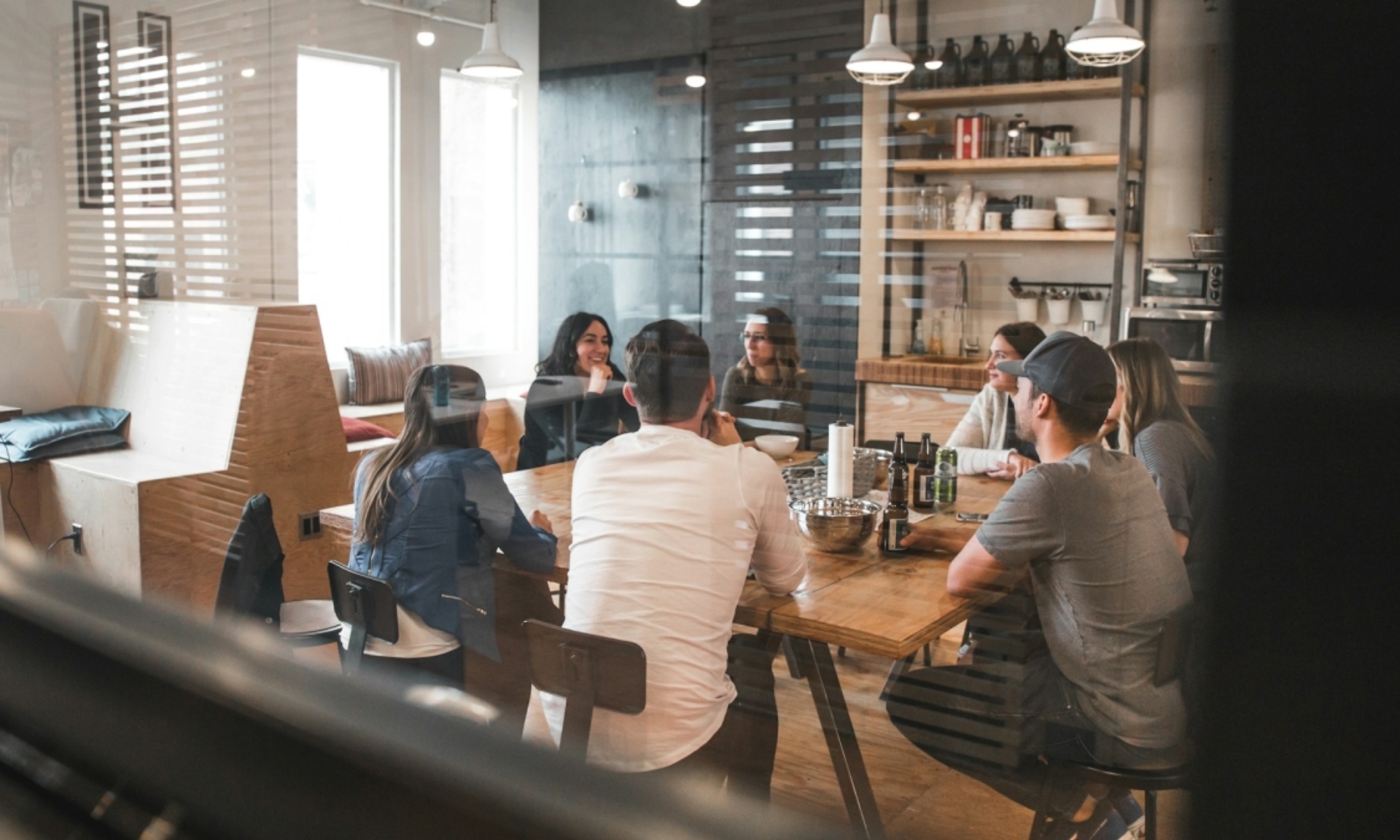 Employees having a meeting