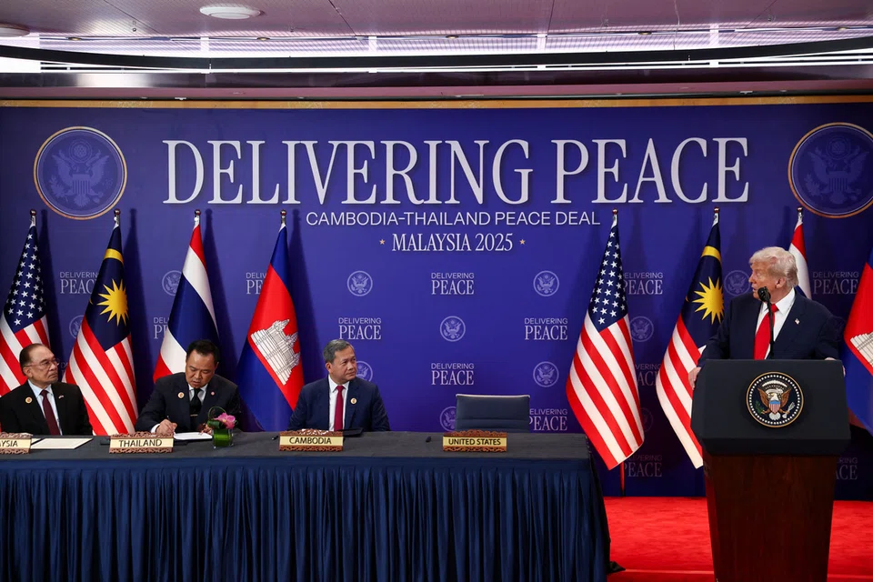 US President Donald Trump signed reciprocal trade deals with his Malaysian and Cambodian counterparts. PHOTO: REUTERS