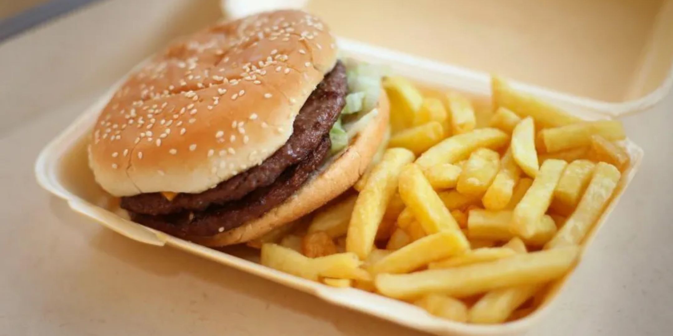 Junk food consisting of burgers and fries