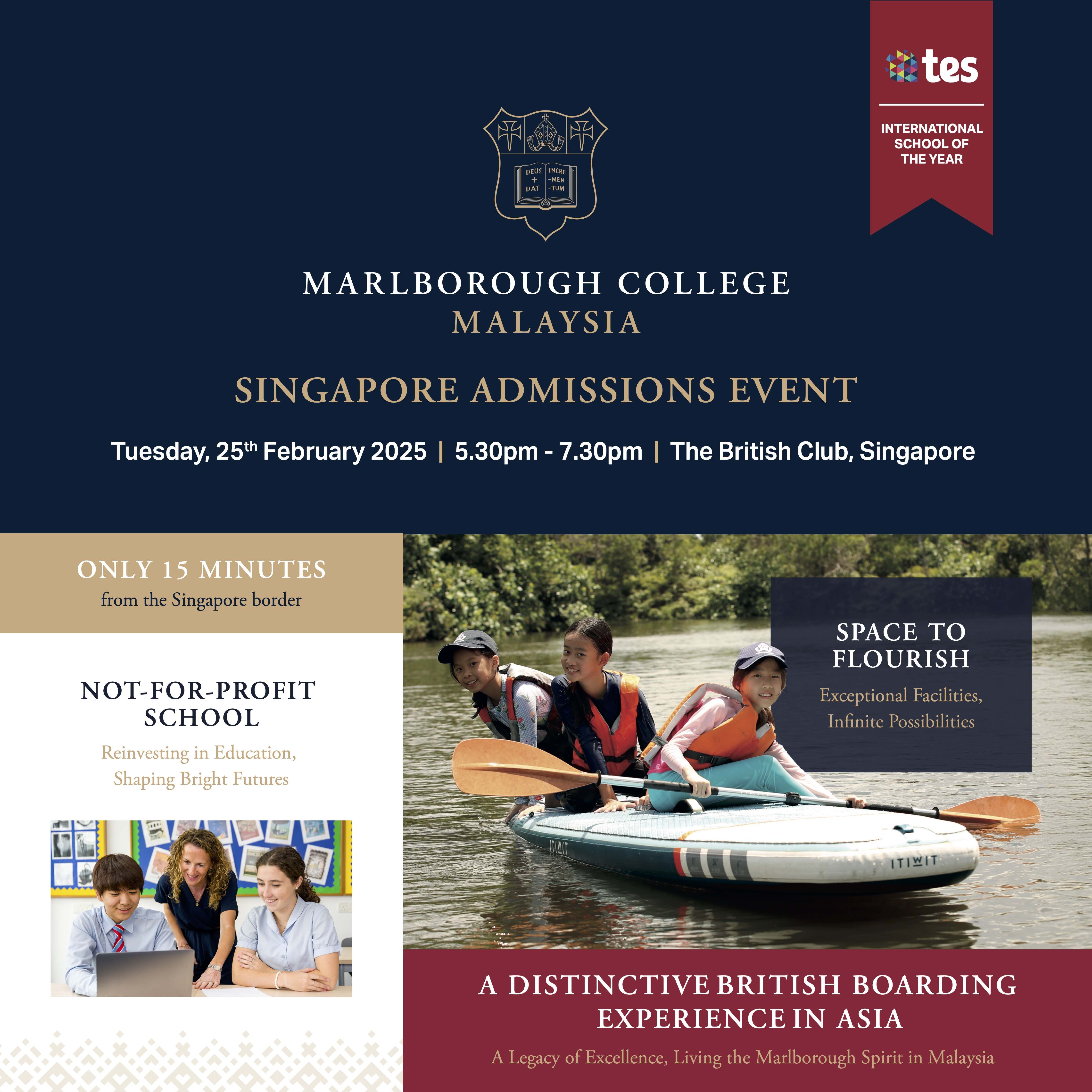 Marlborough College Malaysia Singapore Admissions Event on Tuesday 25th February 2025