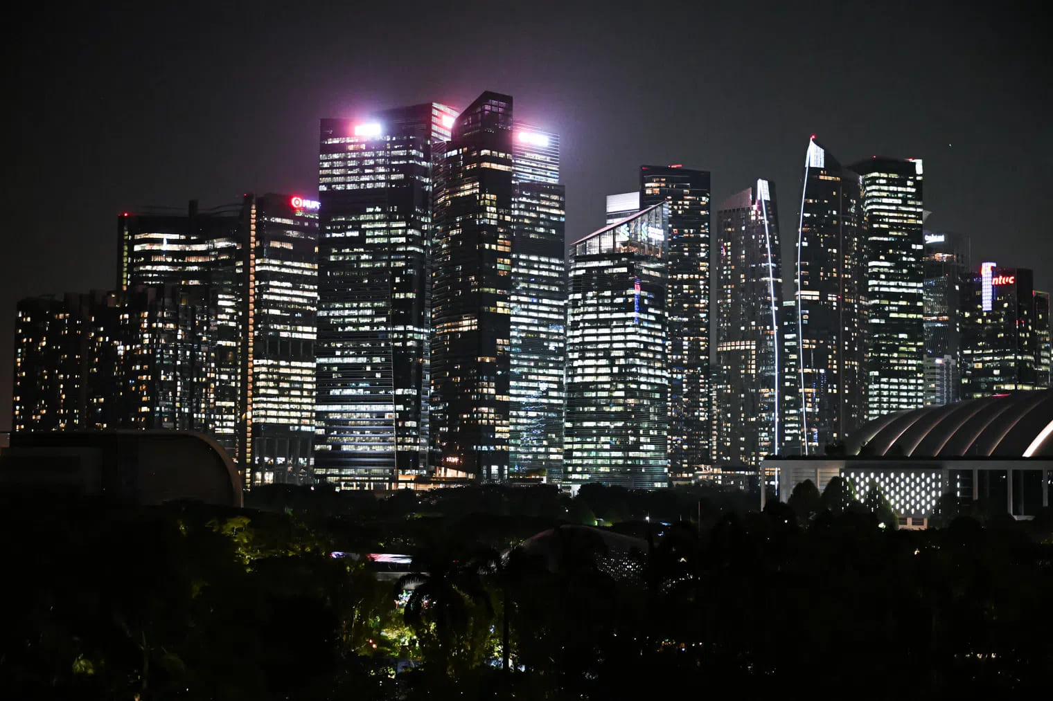 Singapore skyline at night