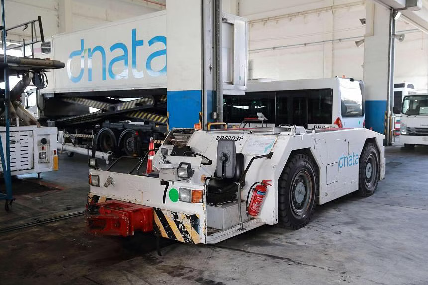 A dnata airside vehicle participating in the six-month trial for the use of renewable diesel at Changi Airport.
