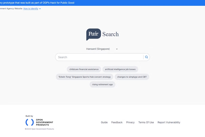 Testers of Pair Search currently include staff from the Attorney-General’s Chambers and those who frequently search the Hansard.