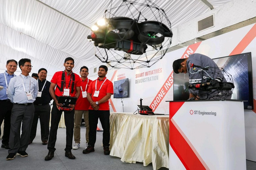 A demonstration of a drone inspection at the Gul shipyard on Sept 19.